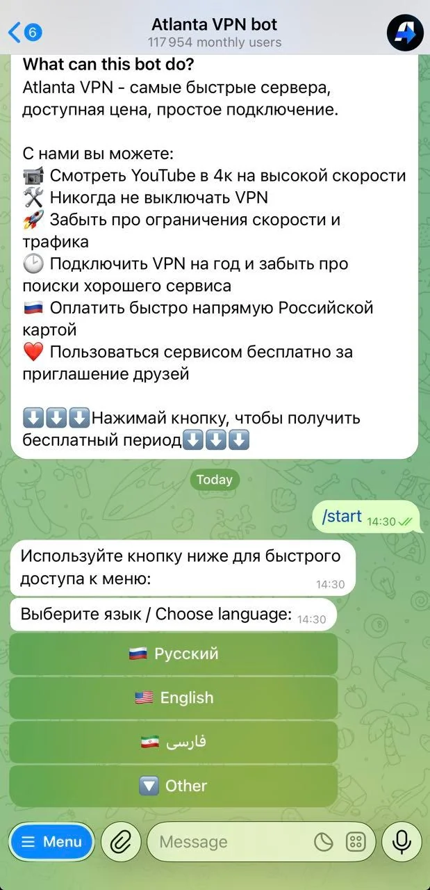 Atlanta VPN bot — Превью 2
