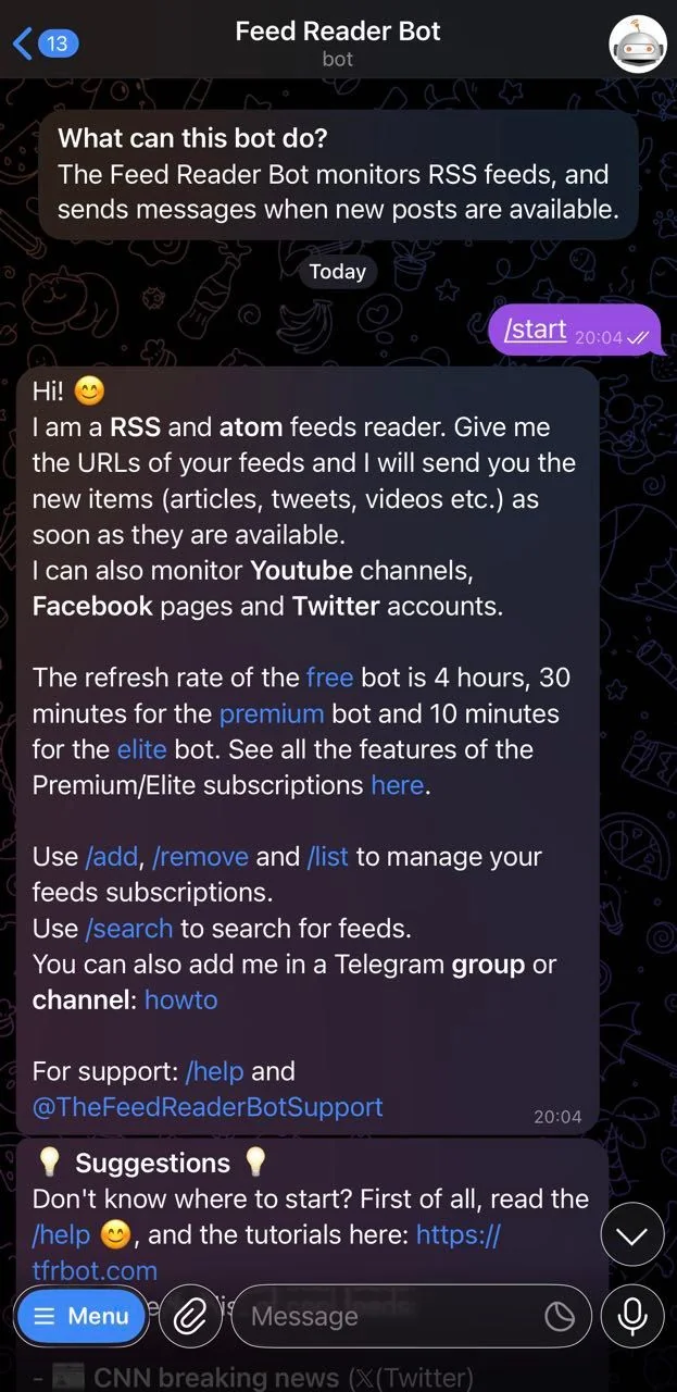Feed Reader Bot — Preview 2