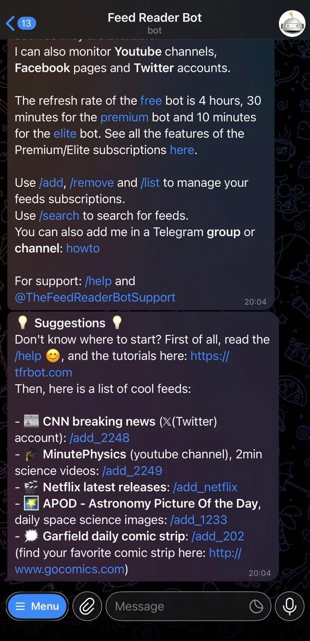 Feed Reader Bot — Preview 3