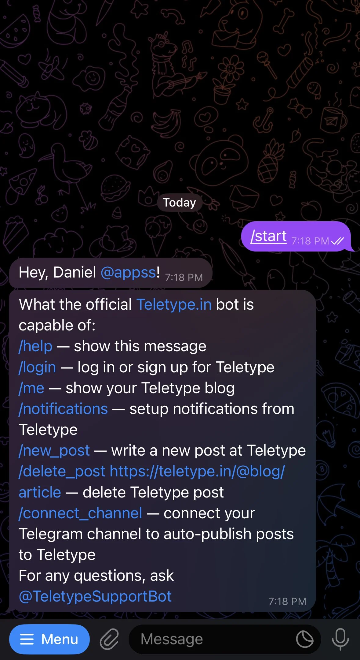 Teletype Bot — Превью 1