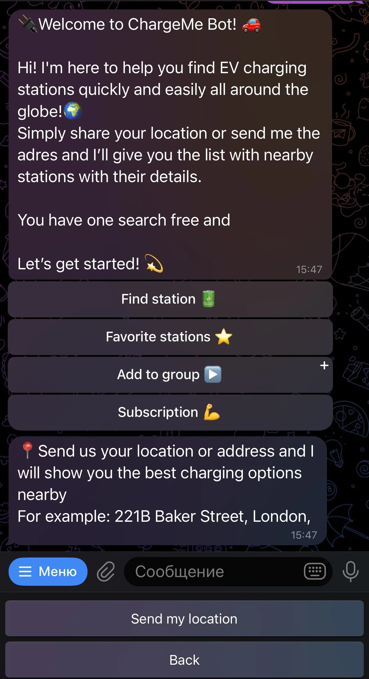 ChargeMe Bot - Find nearby EV charging stations — Preview 2