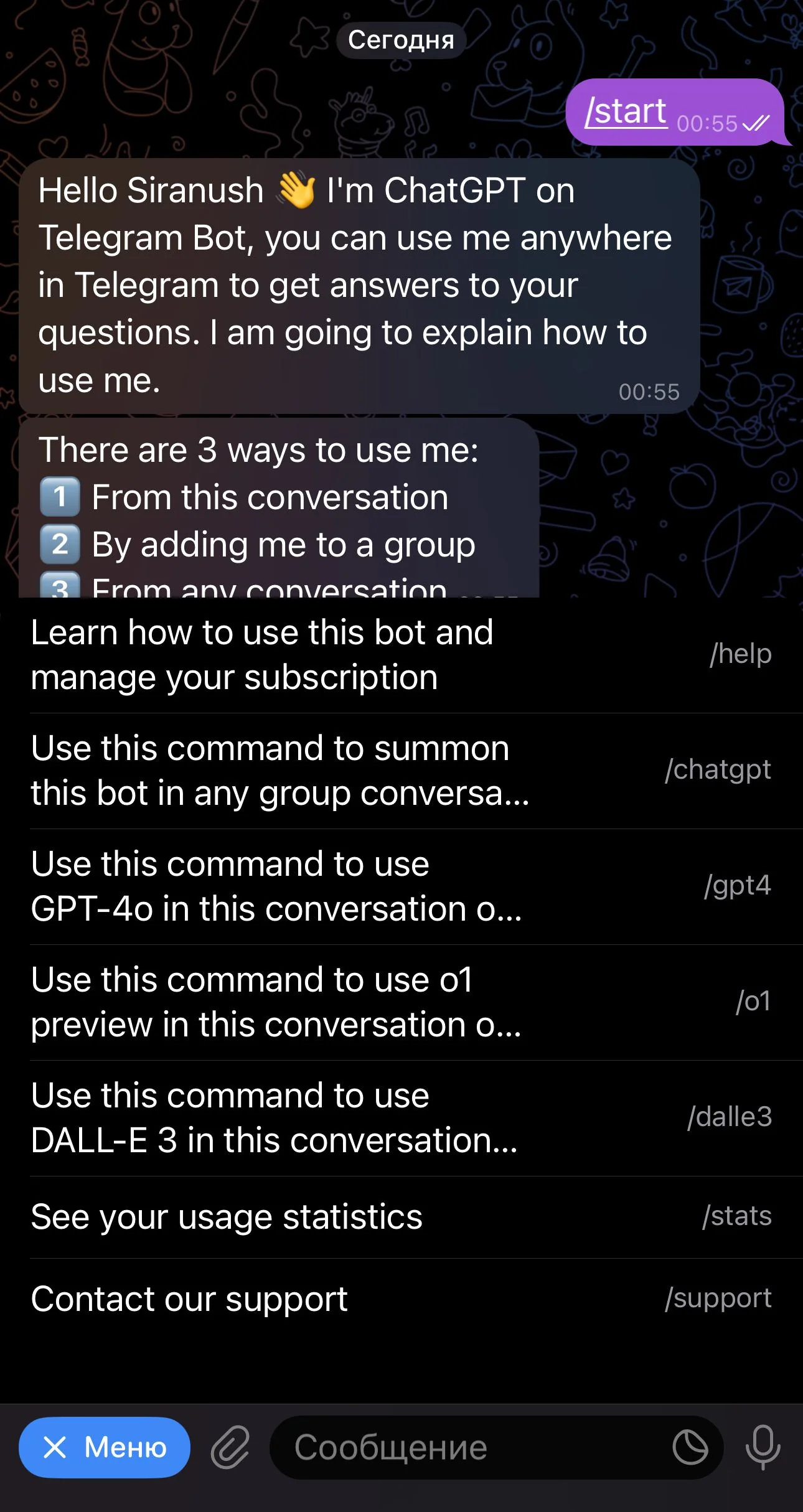 ChatGPT on Telegram Bot — Pratinjau 1