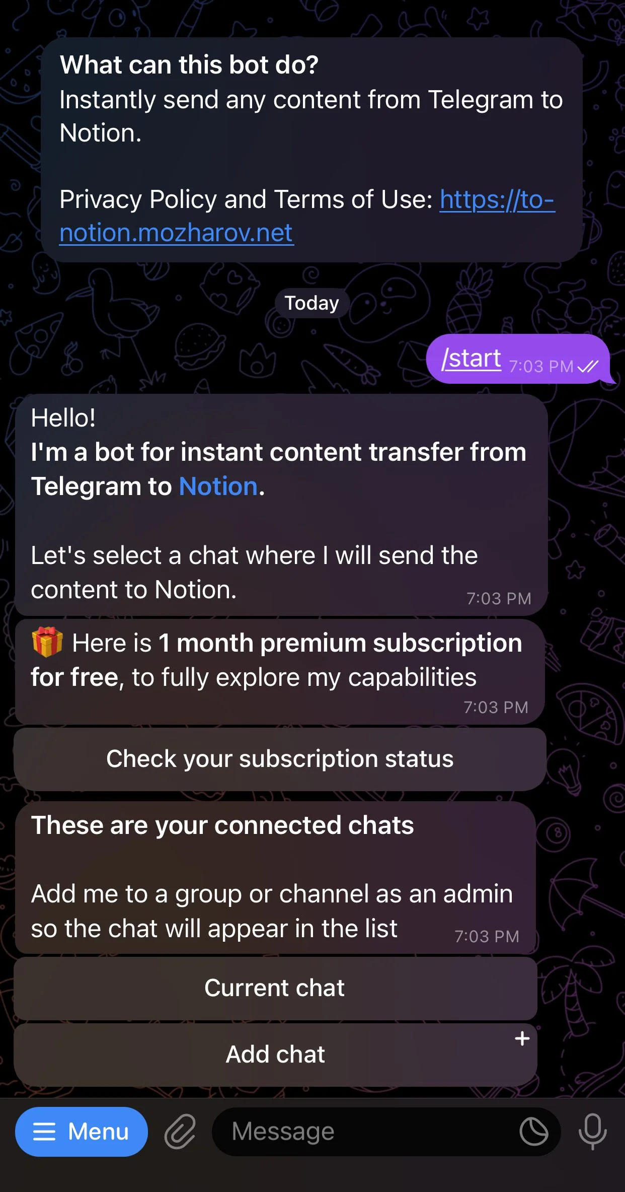 To Notion Bot — Превью 1