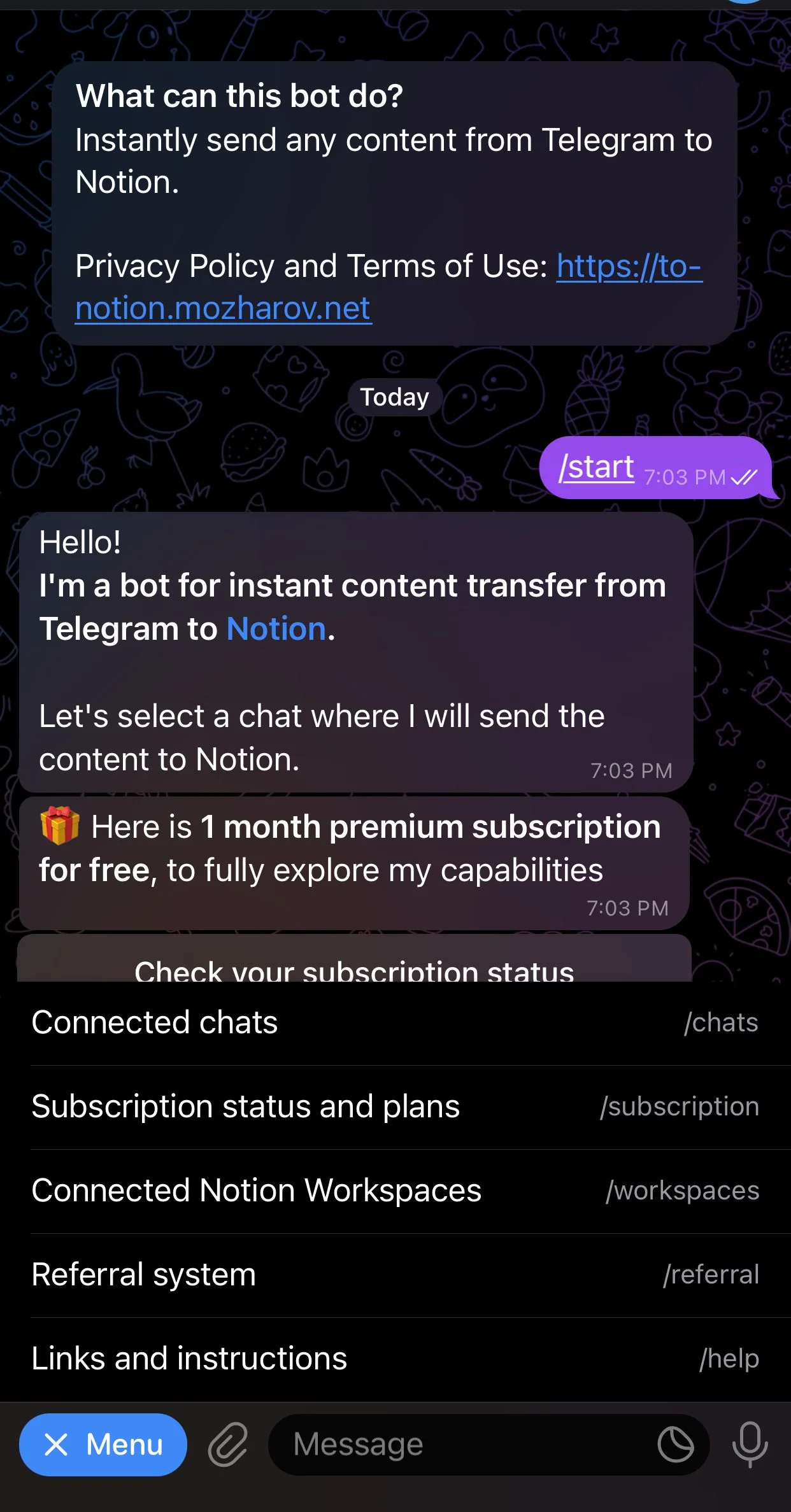 To Notion Bot — Превью 2