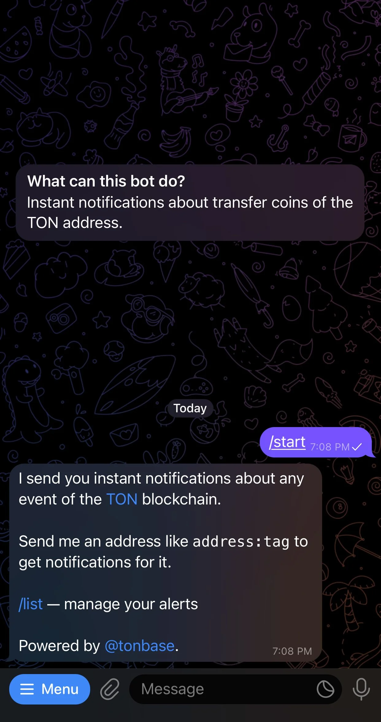 TON Notify Bot — पूर्वावलोकन 1