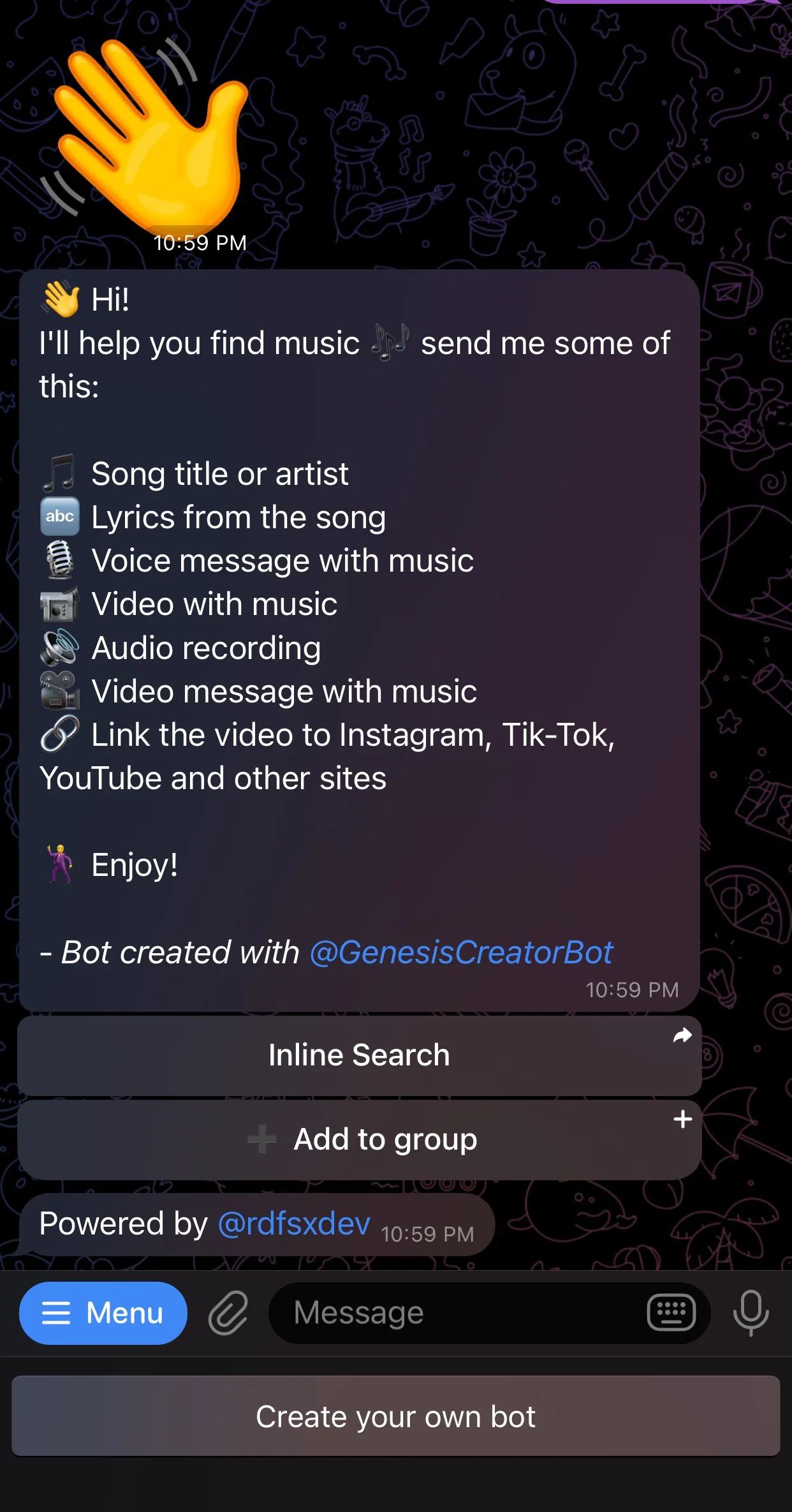 🎤 Shazam music bot — Preview 1