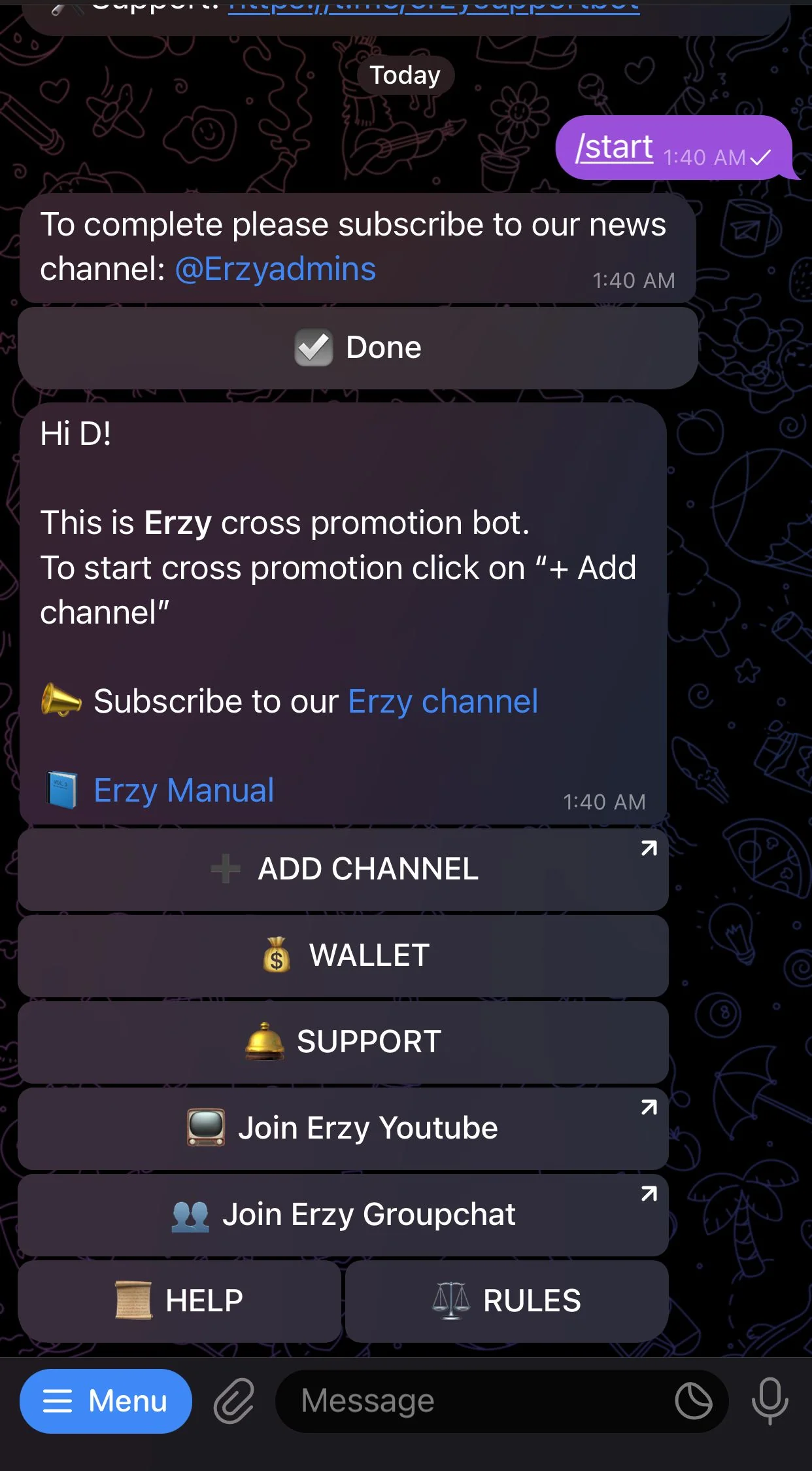 Erzy Cross Promotion Bot — Pratinjau 1