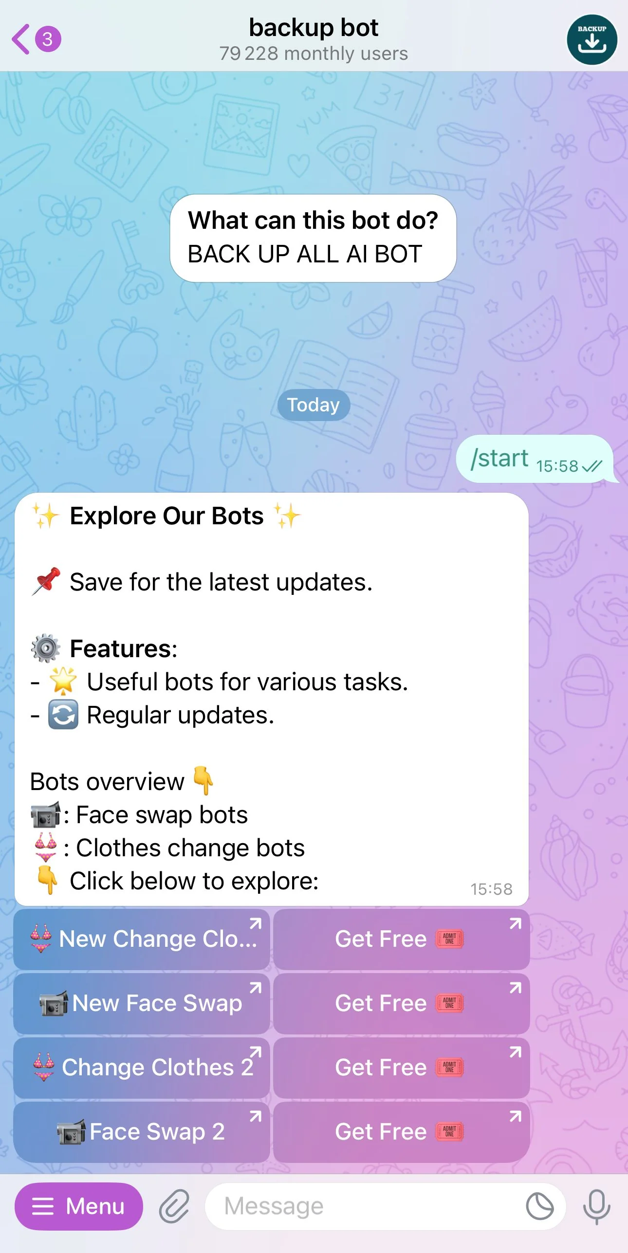 backup bot — Pratinjau 2