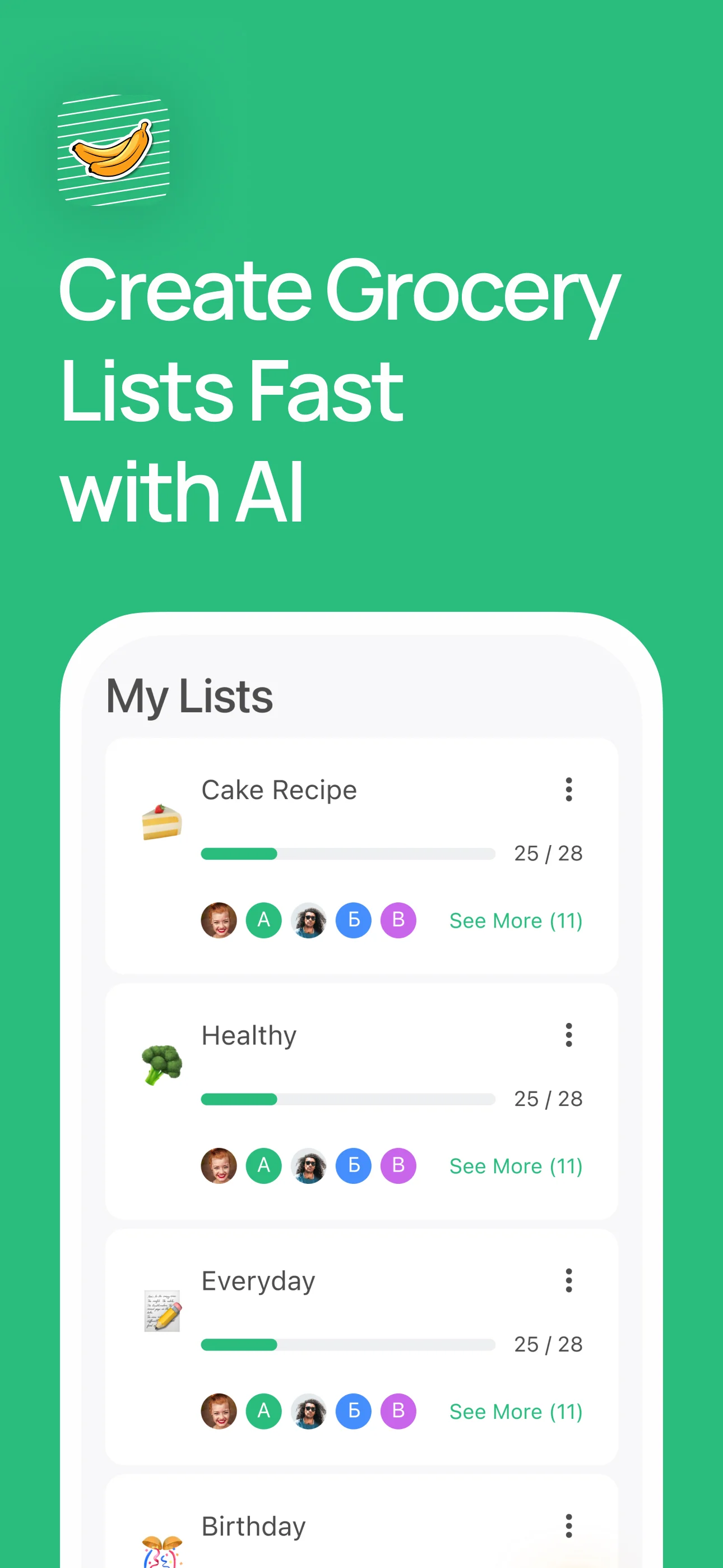 BananaList - AI Grocery List — Перегляд 1