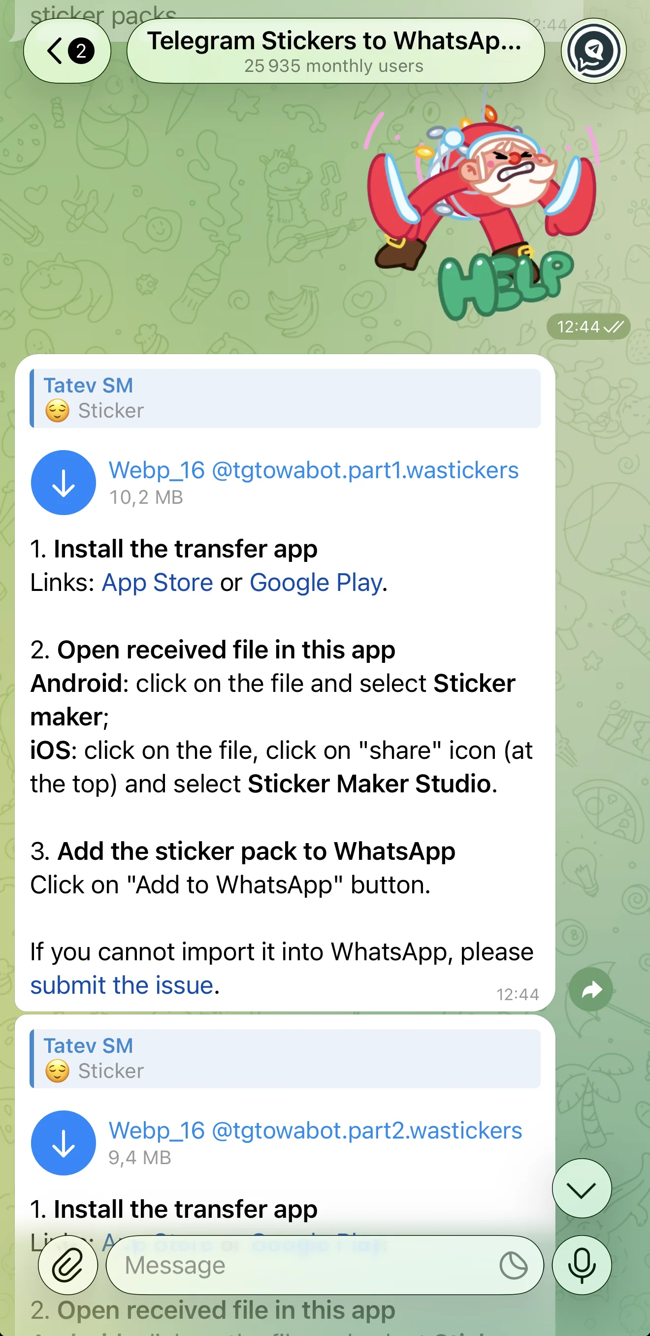 Telegram Stickers to WhatsApp Transfer — Preview 1