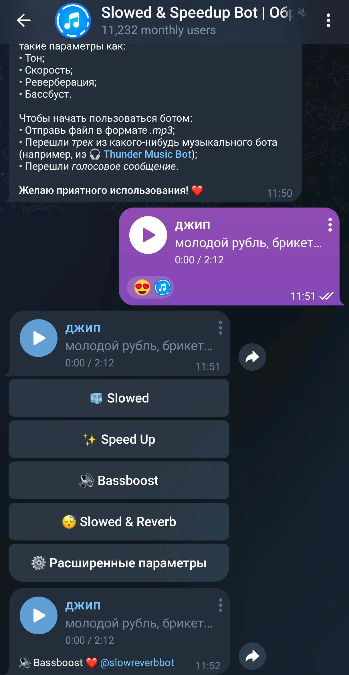 Slowed & Speedup Bot | Обработка треков — Превью 2