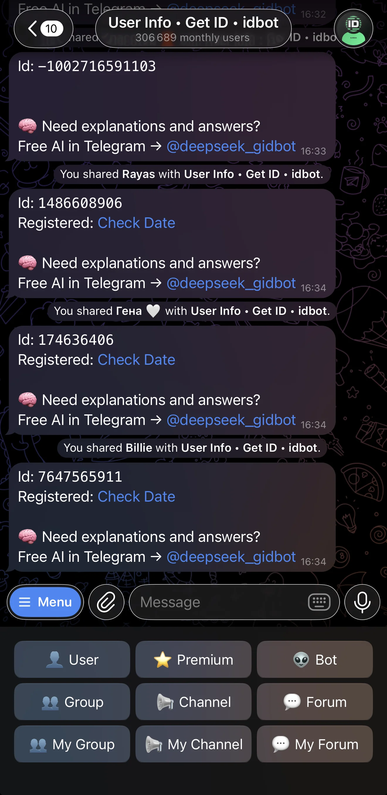 User Info • Get ID • idbot — Preview 2