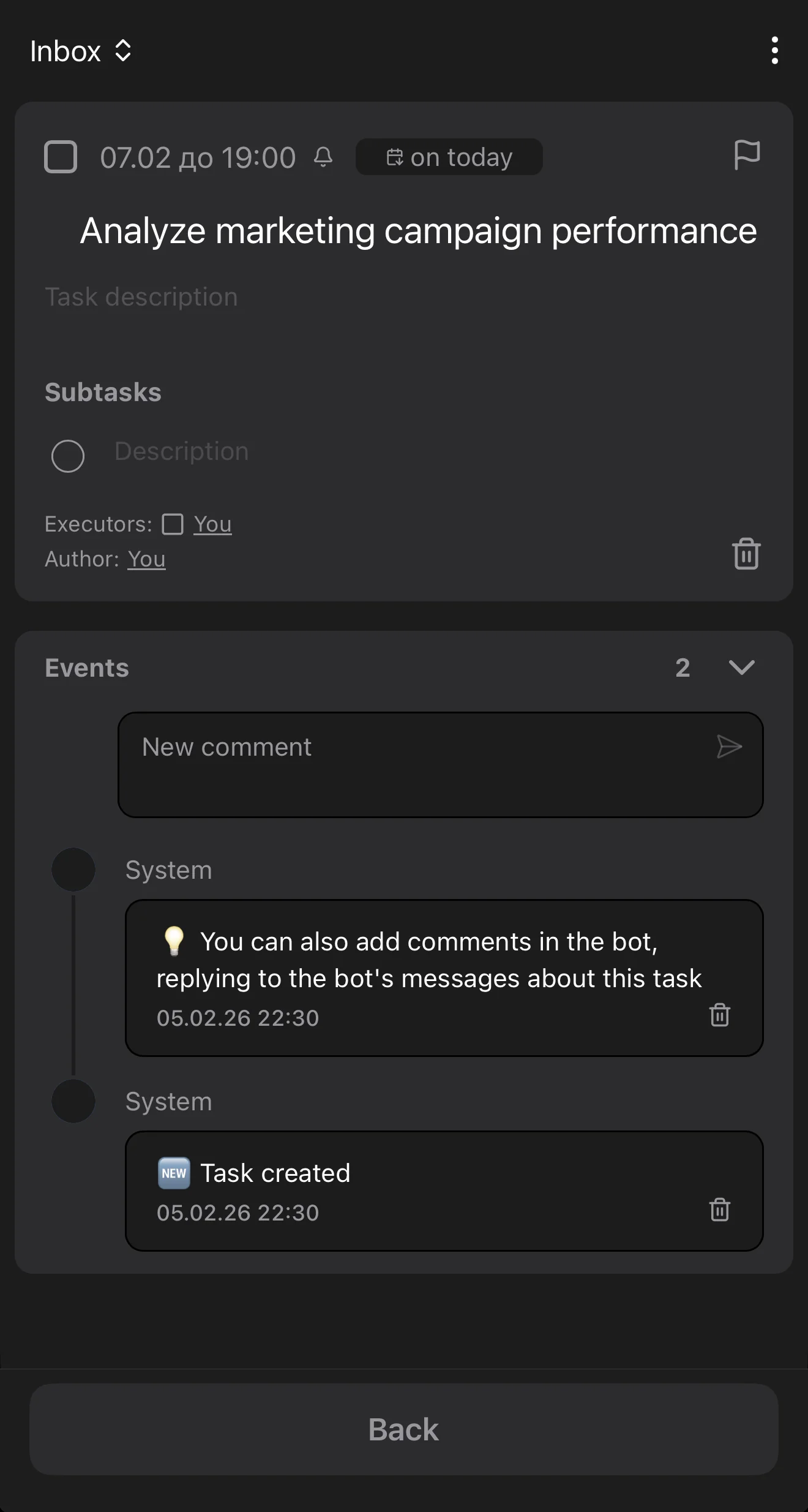 uPlan | Tasks in Telegram — Preview 3