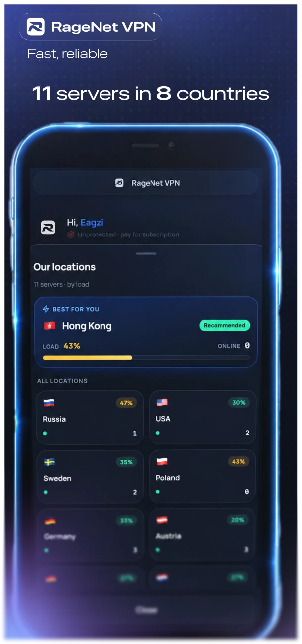 RageNet VPN — Pratinjau 2