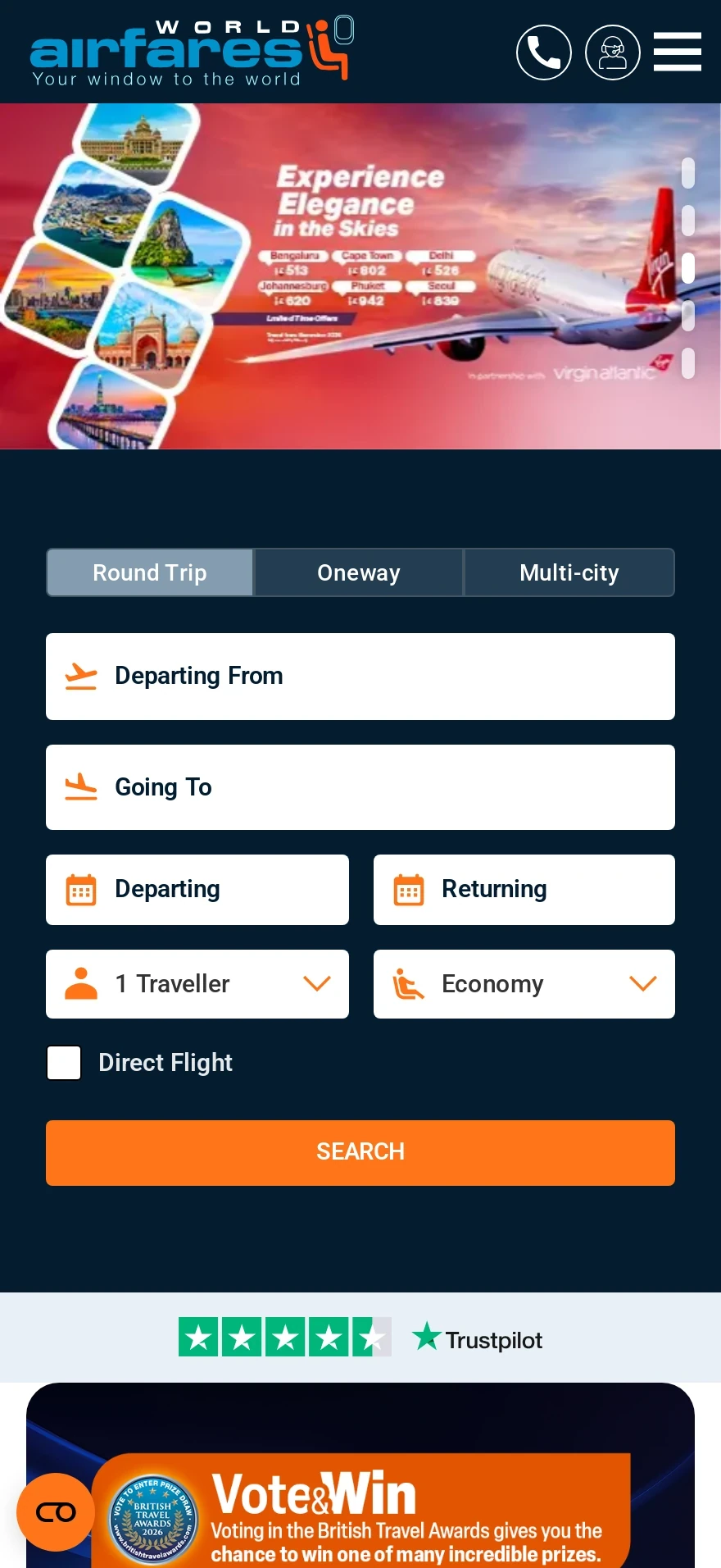 World Airfares Flight Search — Preview 1