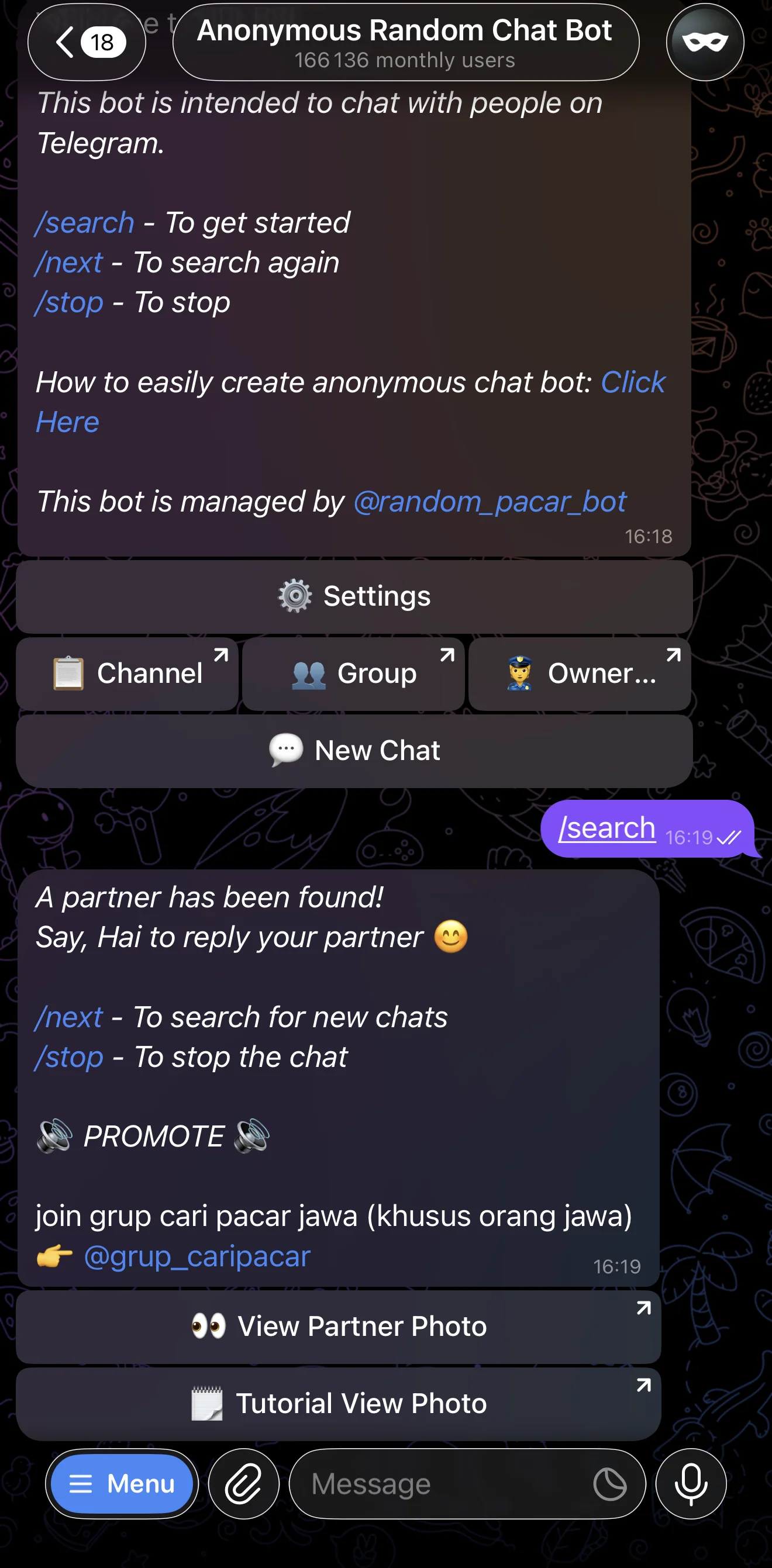 Anonymous Random Chat Bot — Aperçu 3