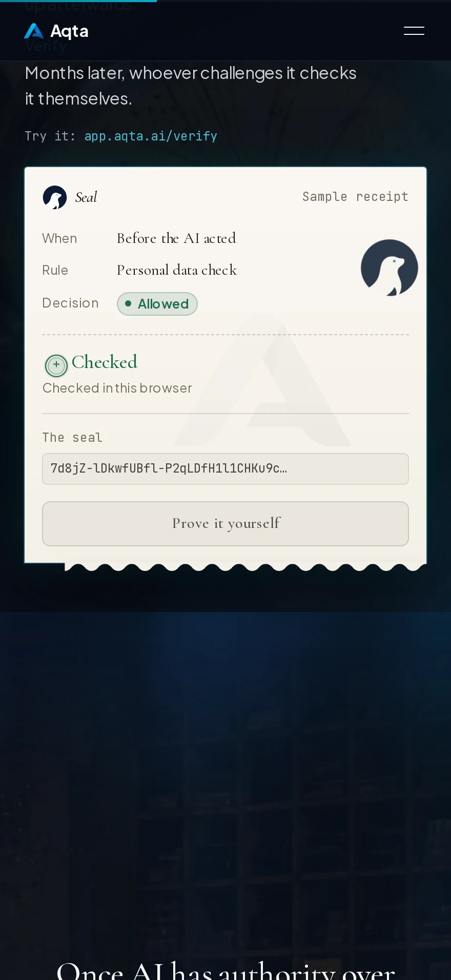 ai.aqta/seal — Preview 2