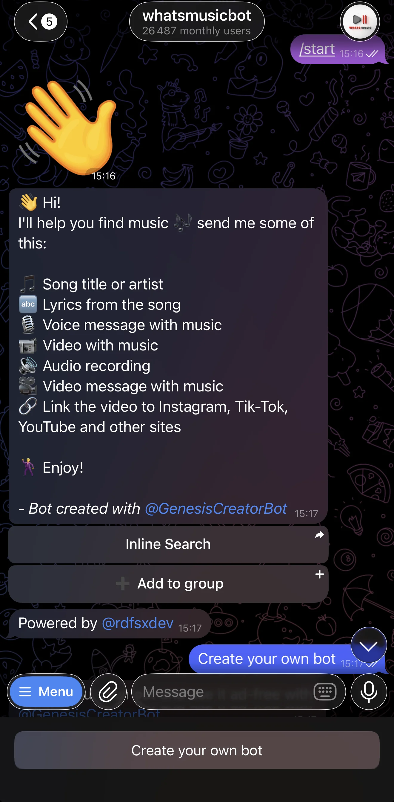 whatsmusicbot — Preview 1
