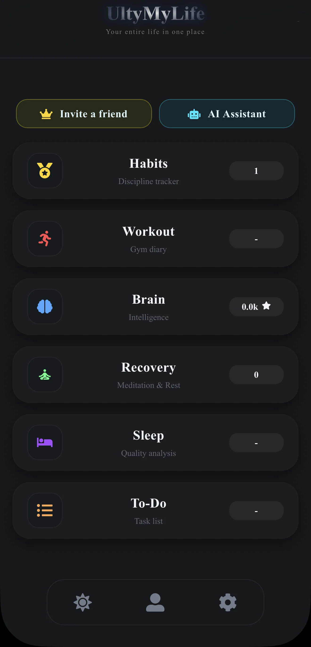 UltyMyLife: Habits • Tasks • Gym • Sleep — Aperçu 1