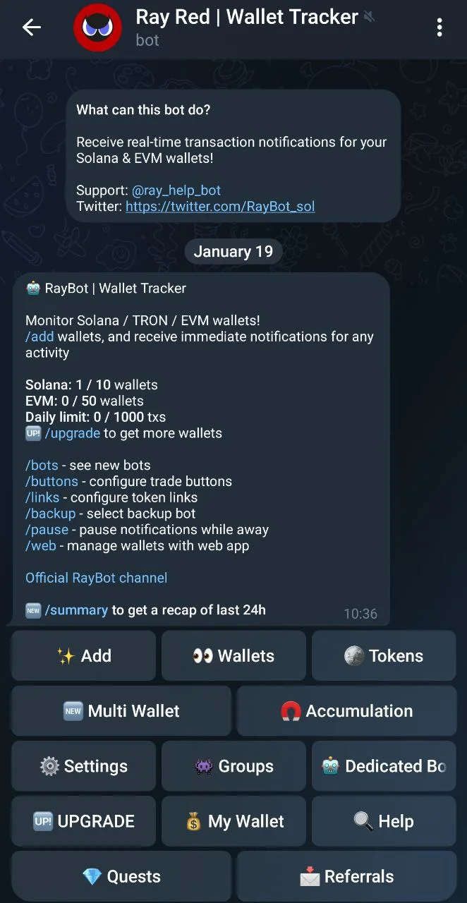 Ray Red | Wallet Tracker — Preview 2