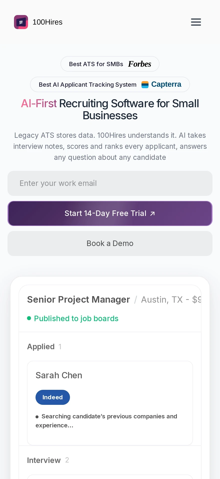 100Hires - AI ATS & Recruitment Software — Preview 1