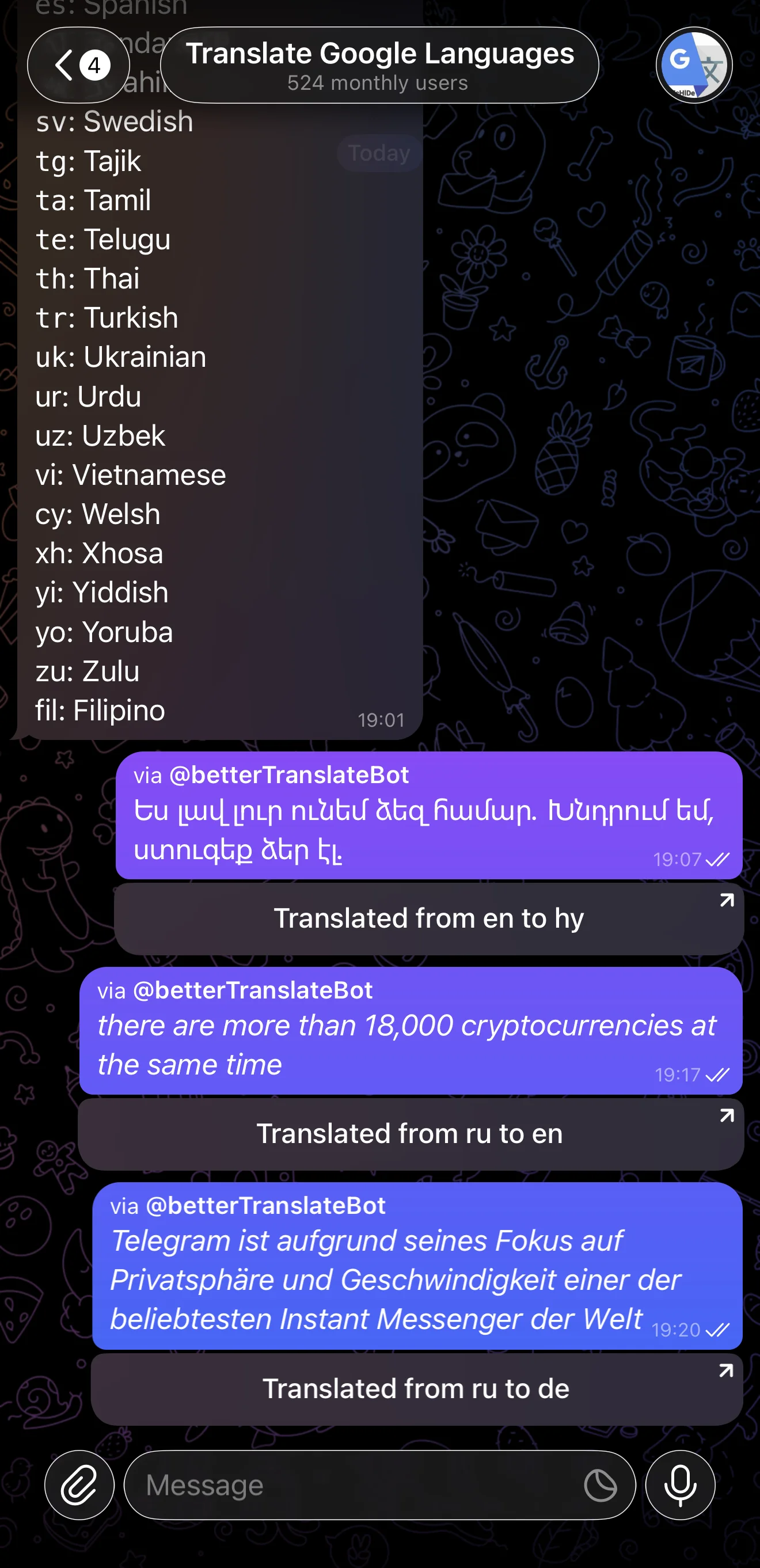Translate Google Languages — Preview 4