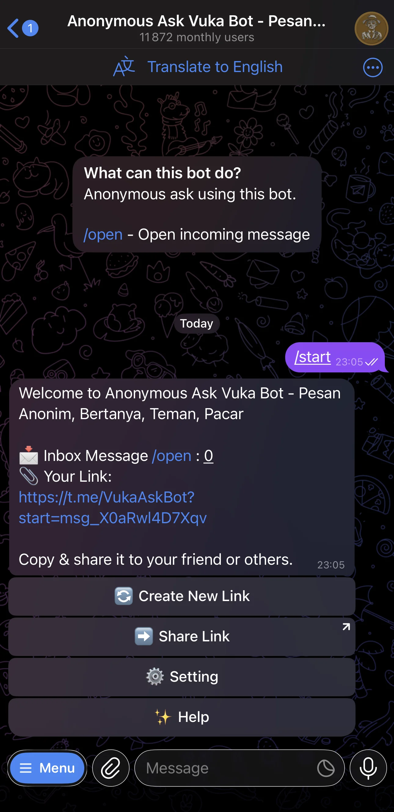 Anonymous Ask Vuka Bot - Pesan Anonim — Preview 1
