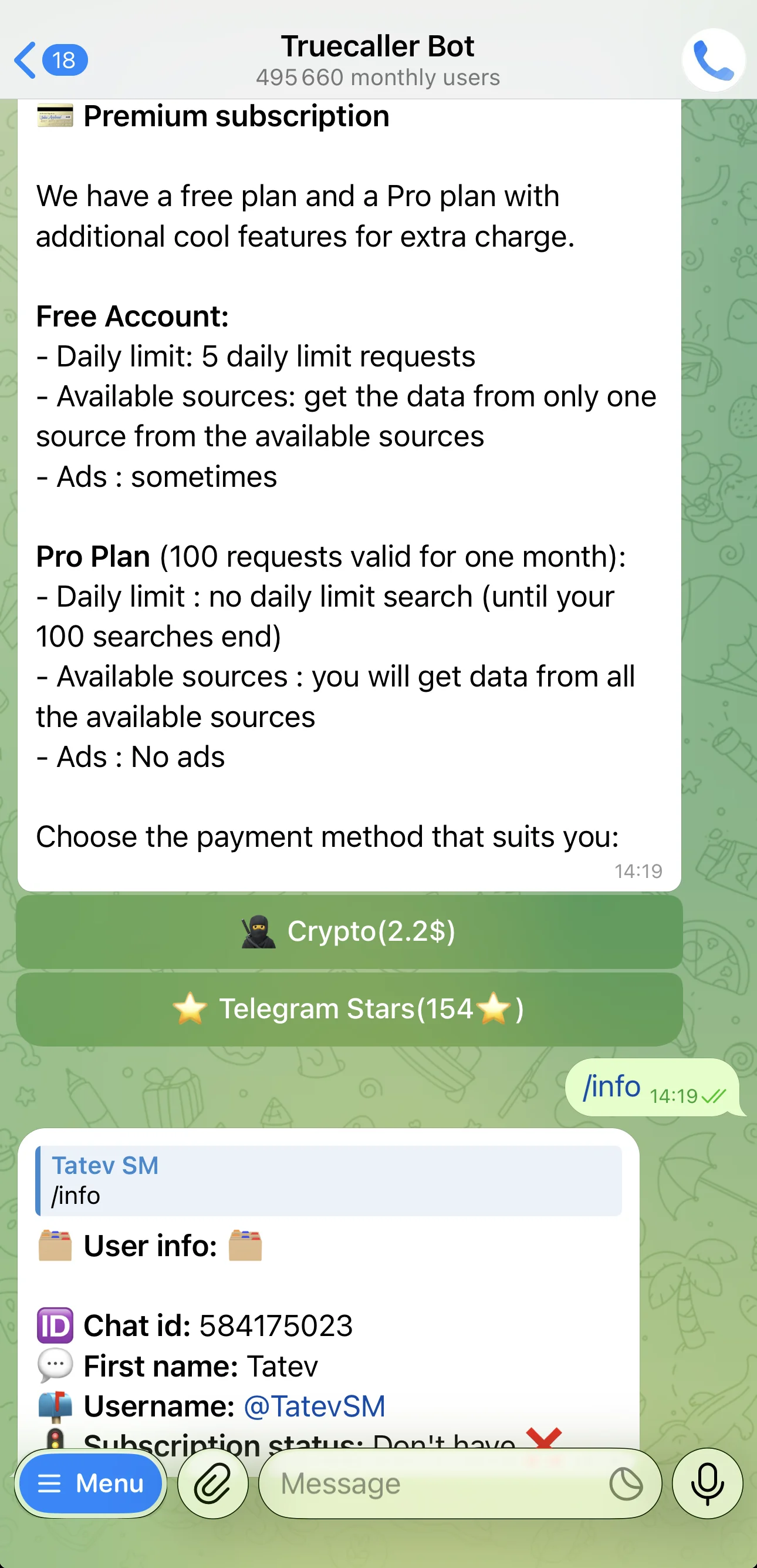Truecaller Bot — Превью 4