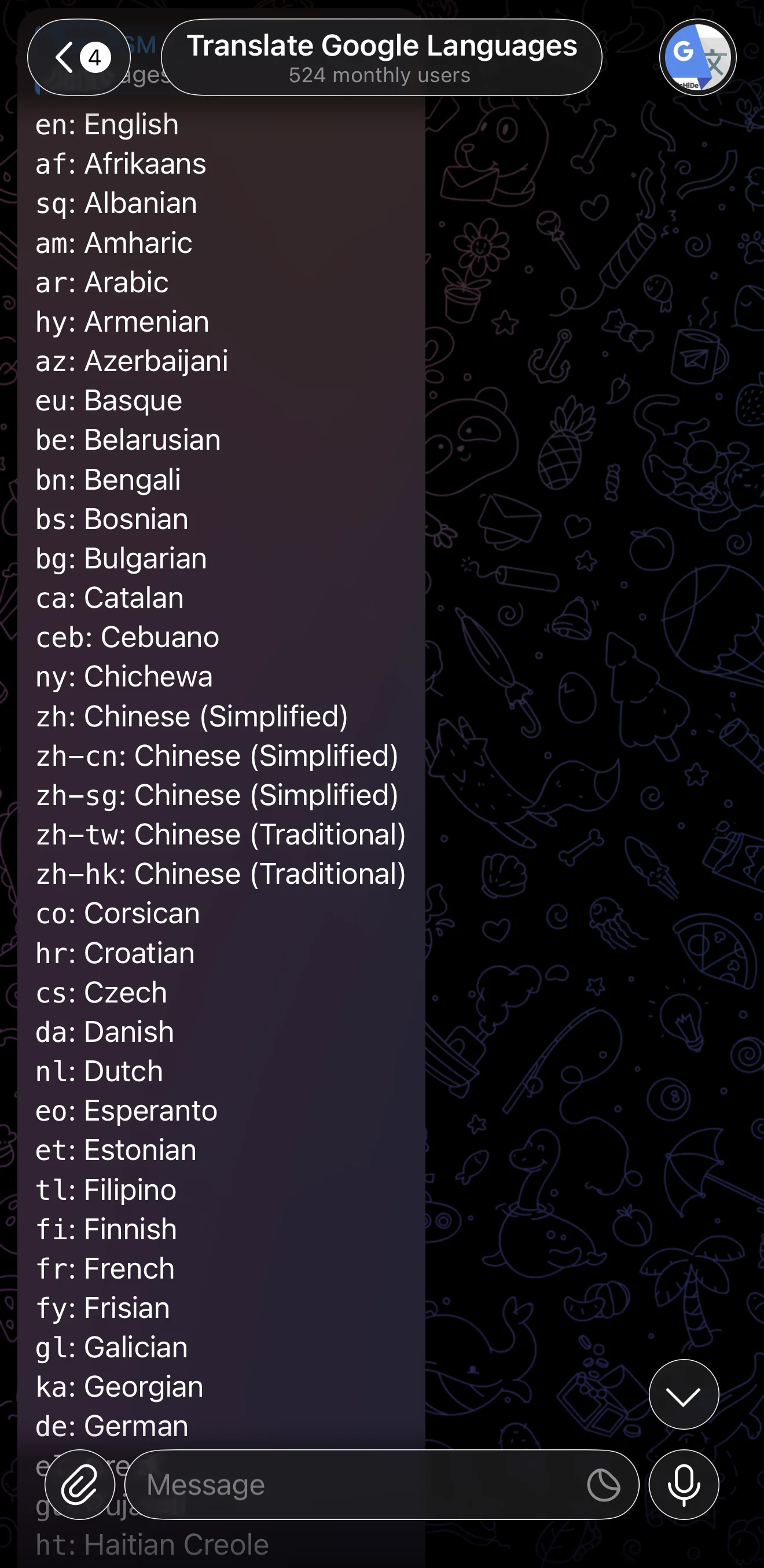 Translate Google Languages — Preview 2