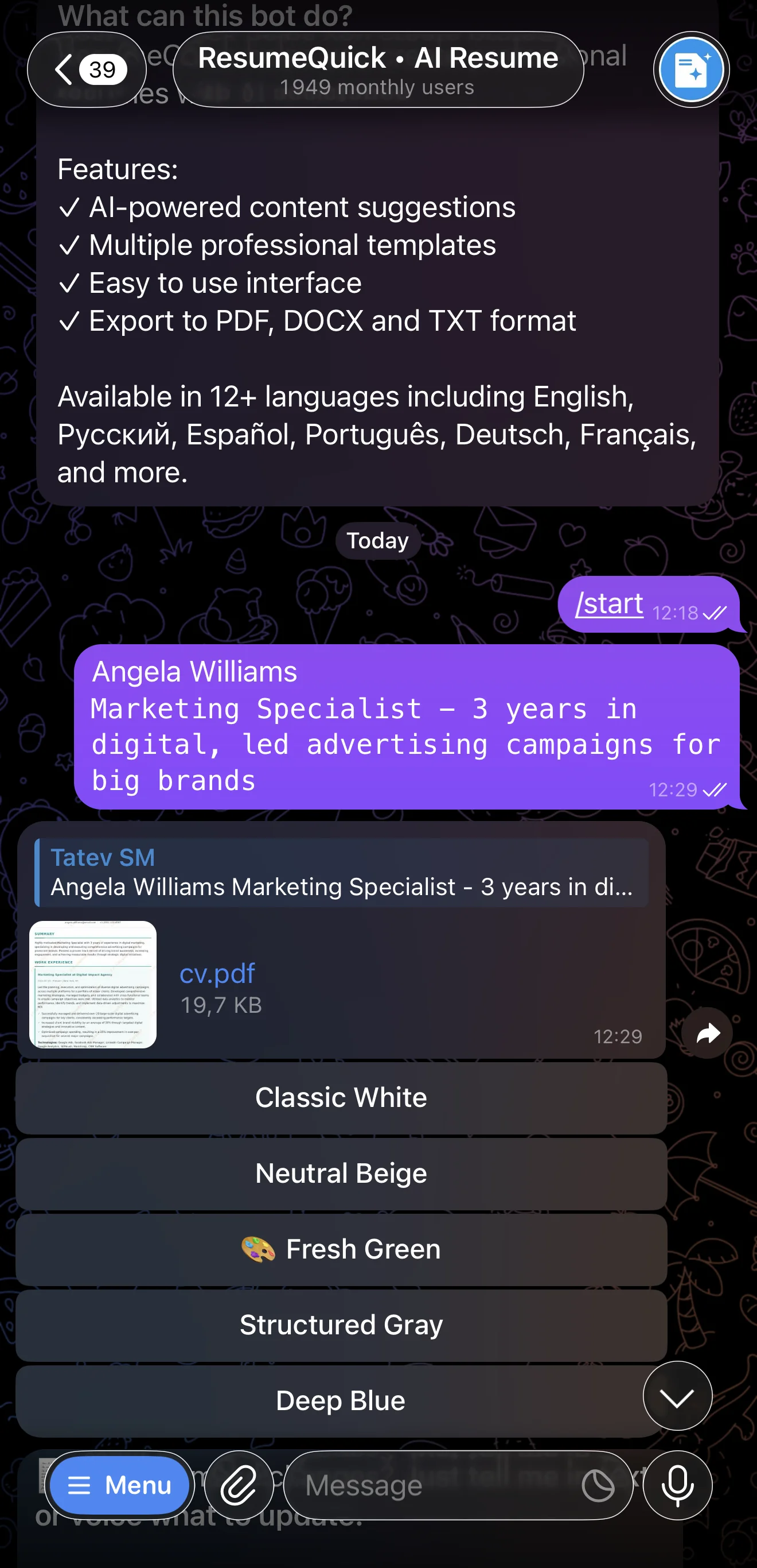 ResumeQuick • AI Resume — Preview 2