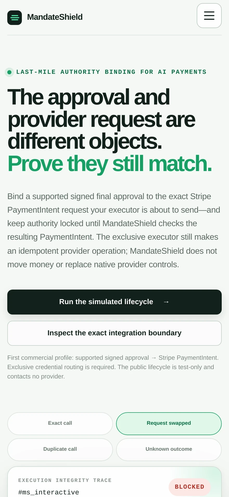 MandateShield AI Payment Authority — Preview 1