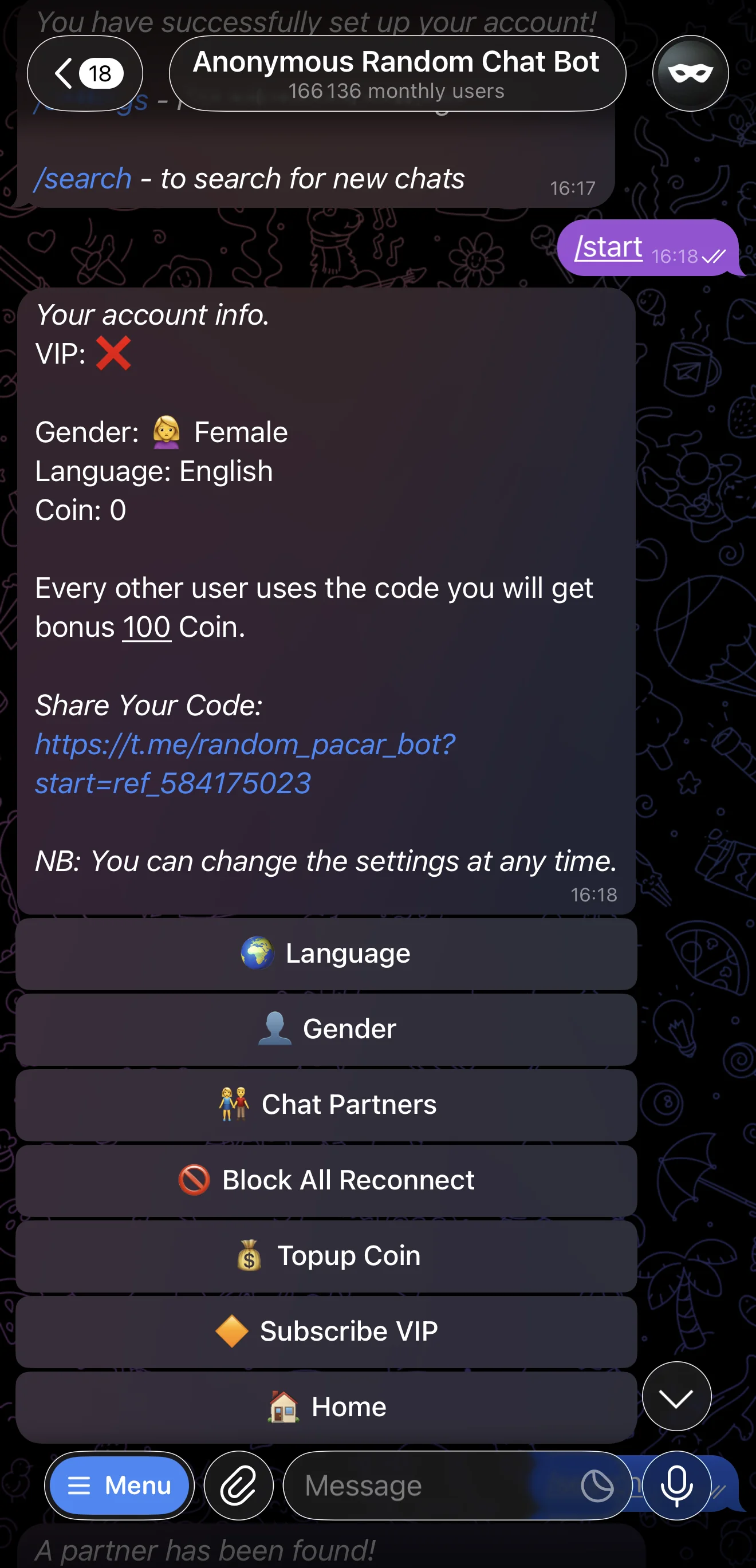Anonymous Random Chat Bot — Aperçu 5