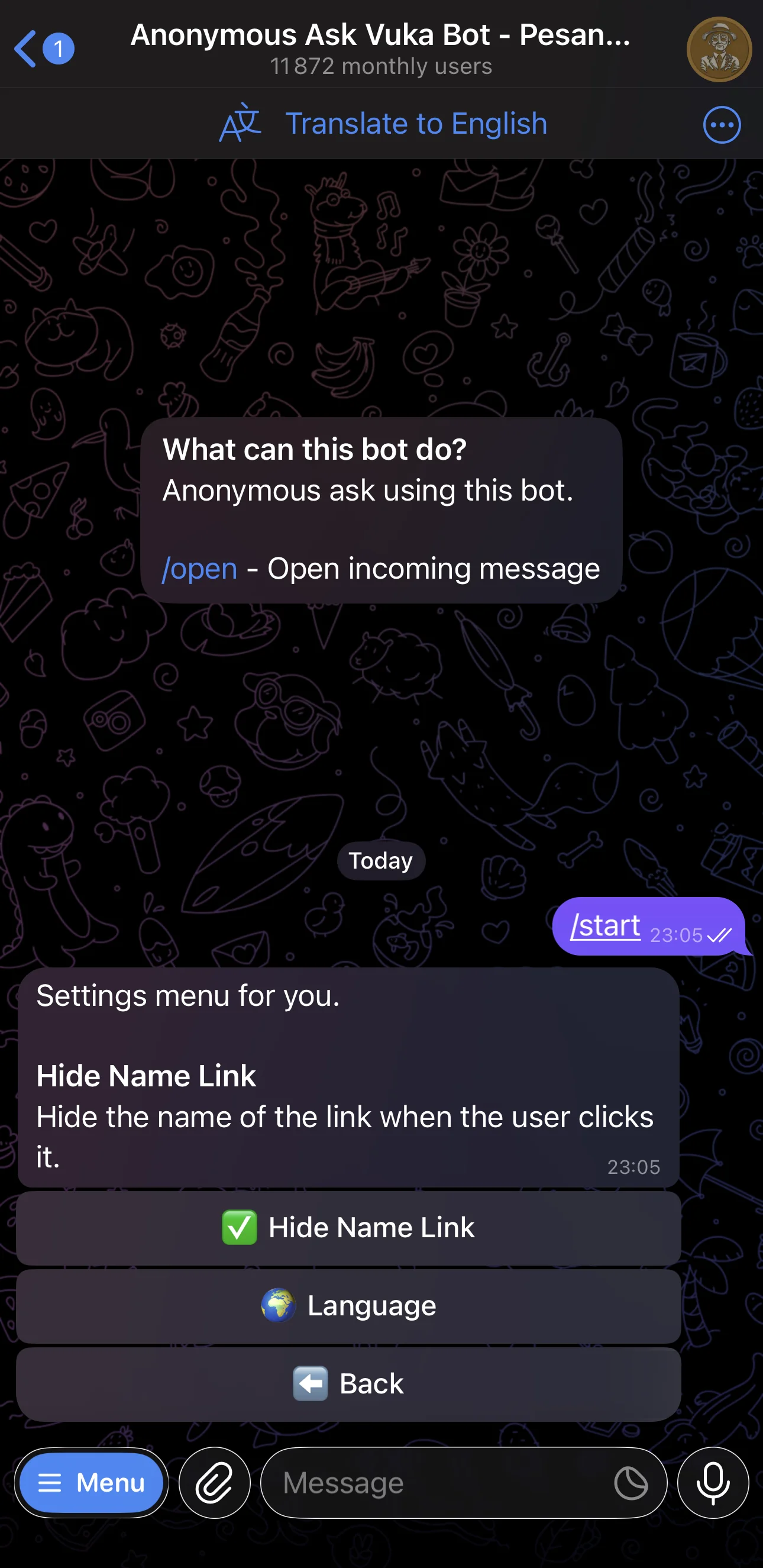 Anonymous Ask Vuka Bot - Pesan Anonim — Preview 3