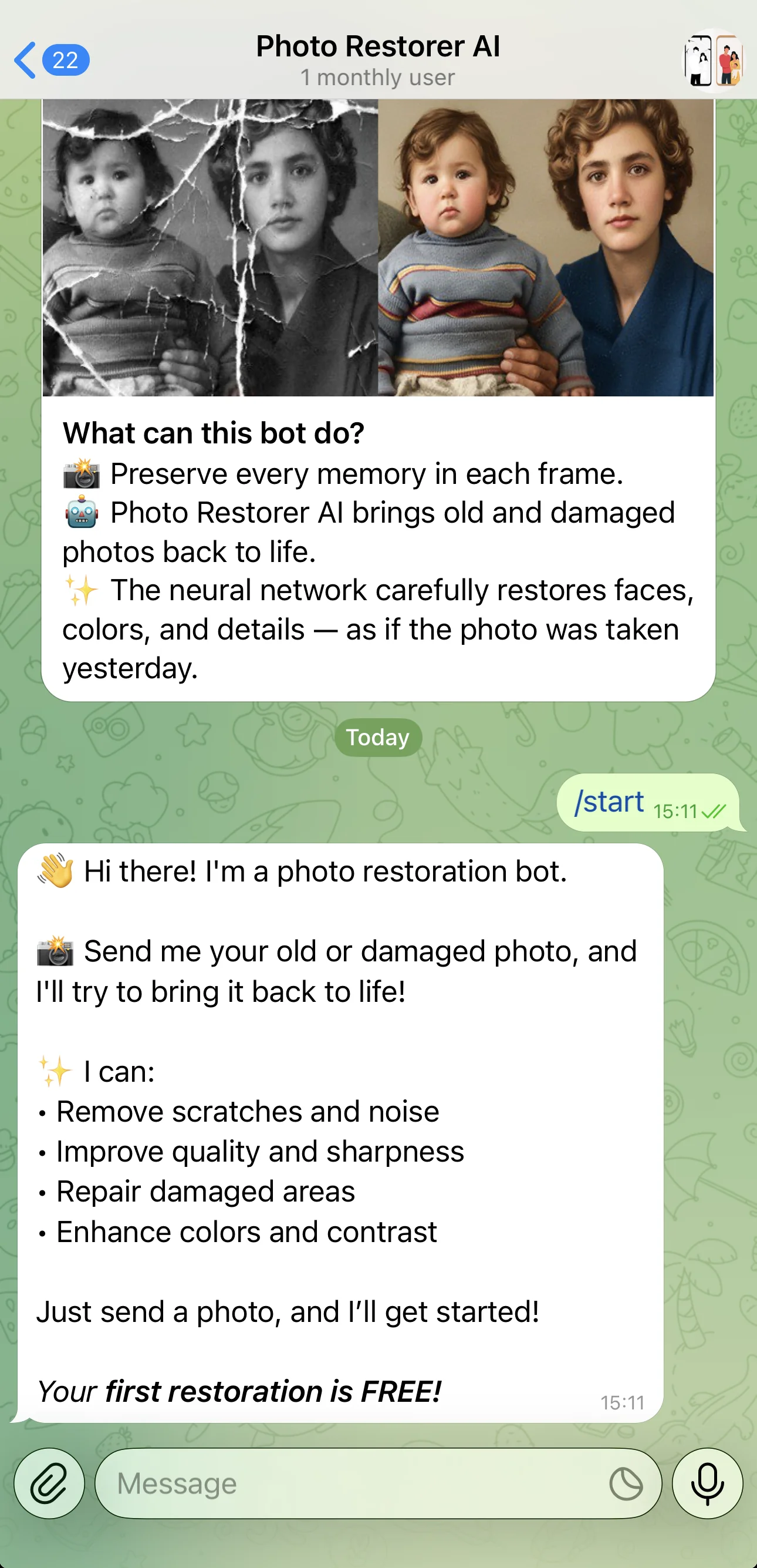 Photo Restorer AI β Preview 1