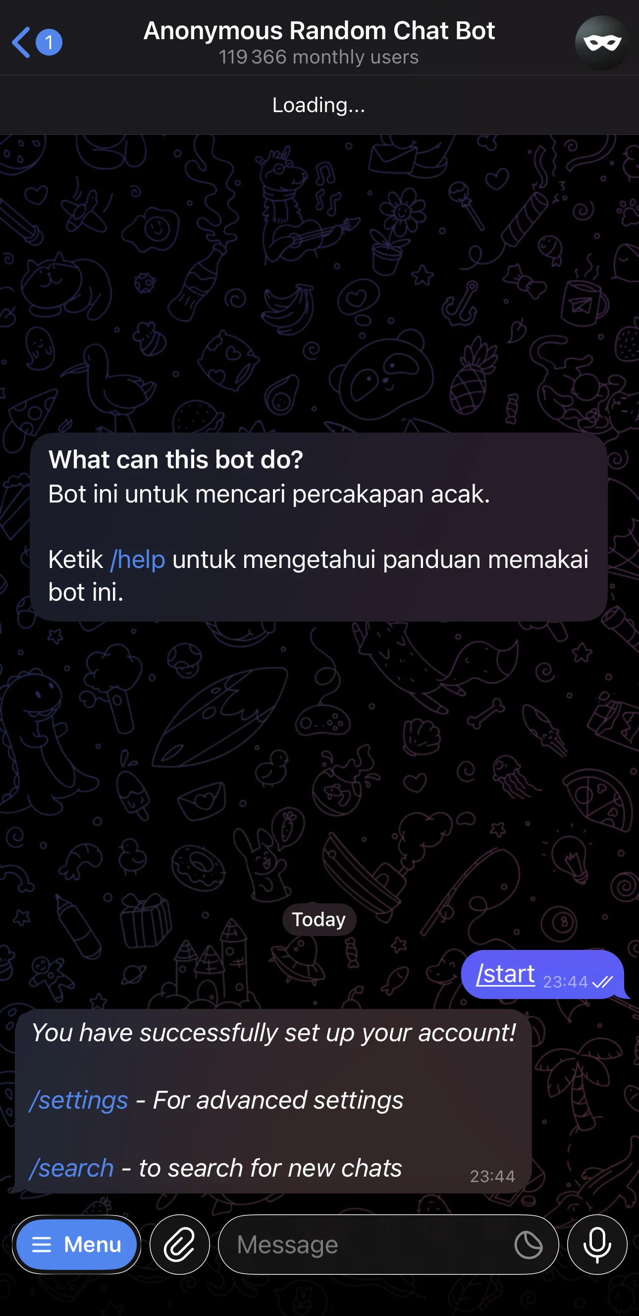 Anonymous Random Chat Bot — Aperçu 2