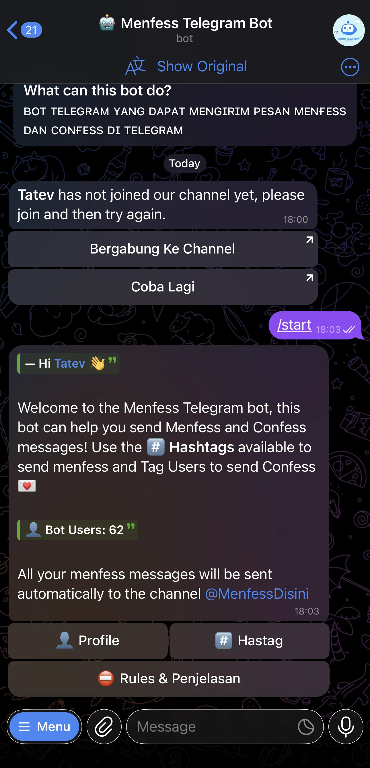 ๐ค Menfess Telegram Bot โ Preview 1