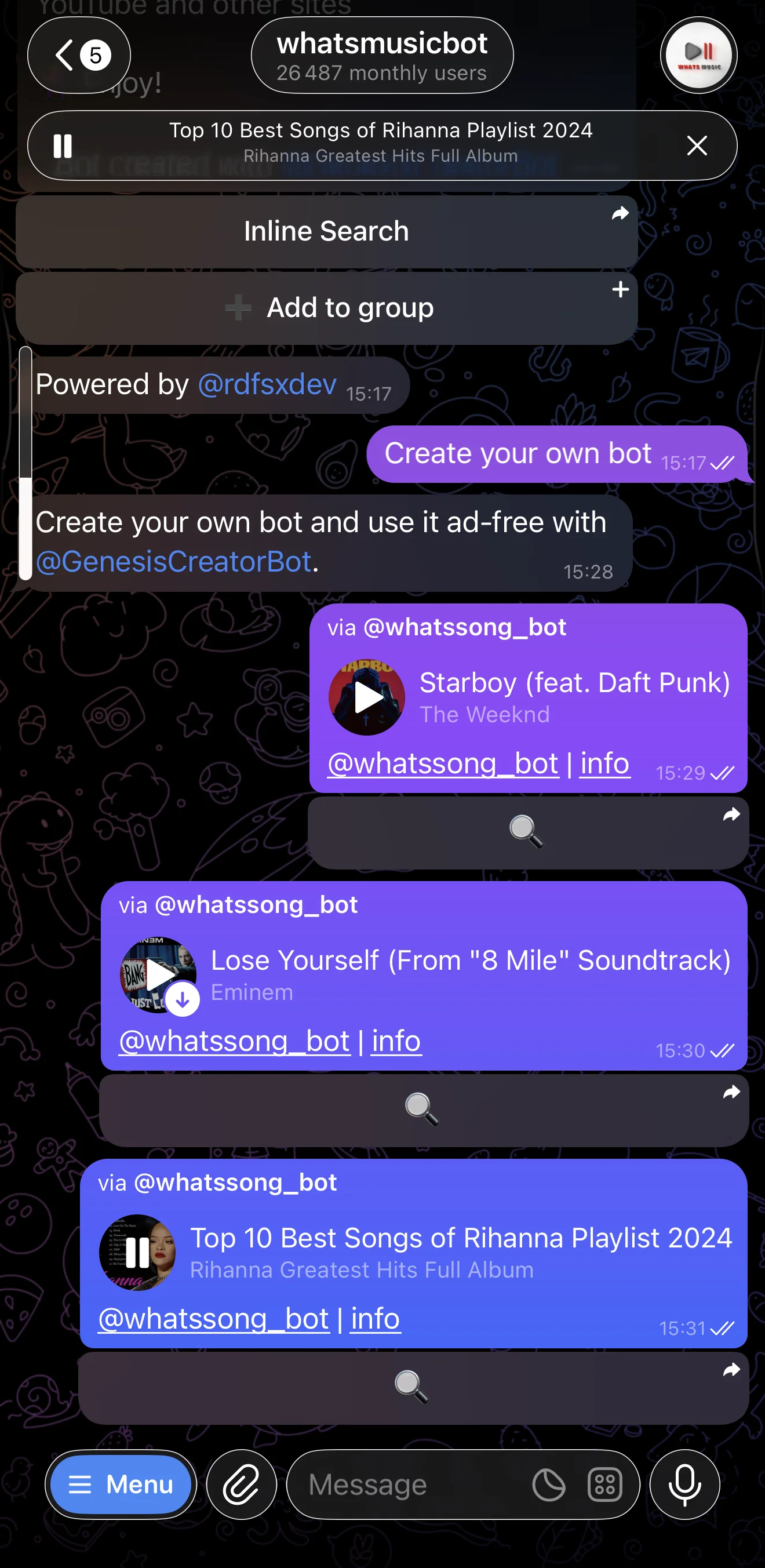 whatsmusicbot — Preview 3