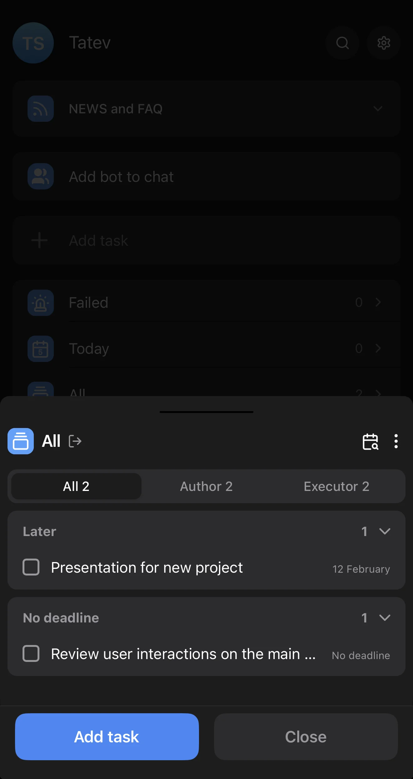 uPlan | Tasks in Telegram — Preview 2