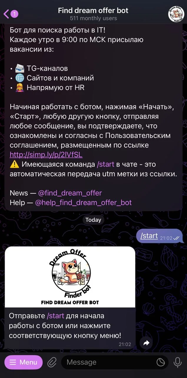 Find dream offer bot — Preview 2