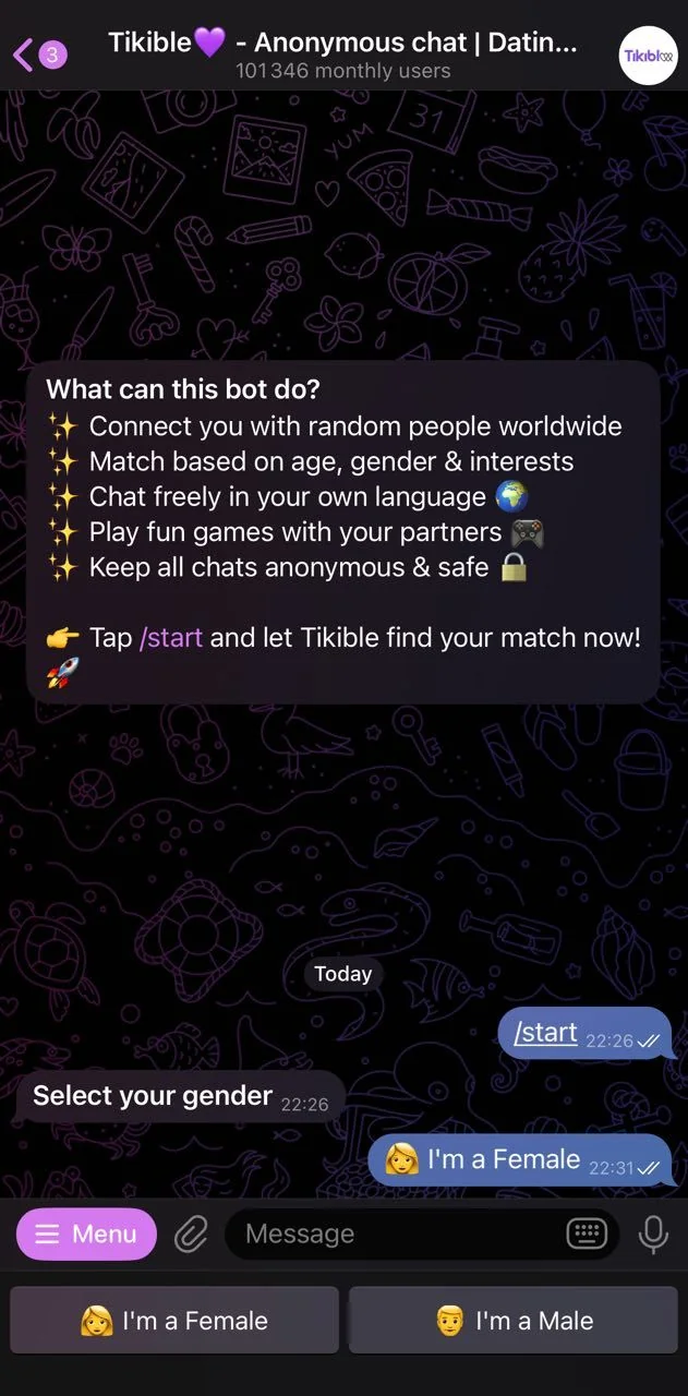 Tikible๐ - Anonymous chat | Dating | Talk โ Preview 1