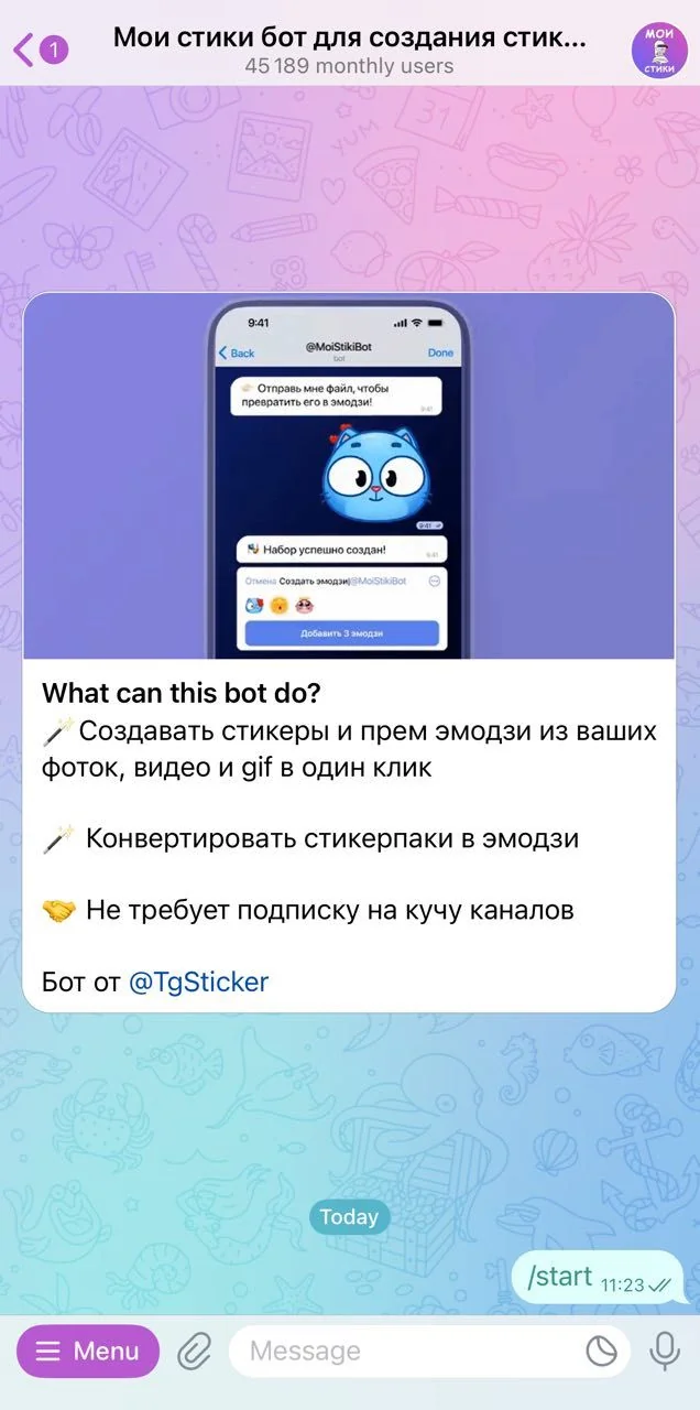 My Sticky Bot for creating stickers and emojis — Preview 1