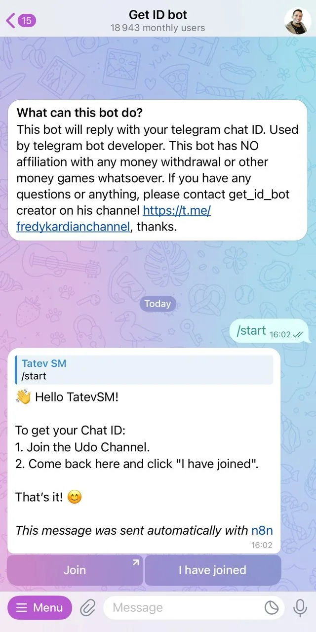 Get ID bot — पूर्वावलोकन 1
