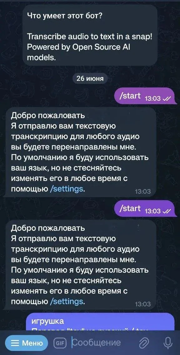 Voice Transcriber Bot — Preview 2