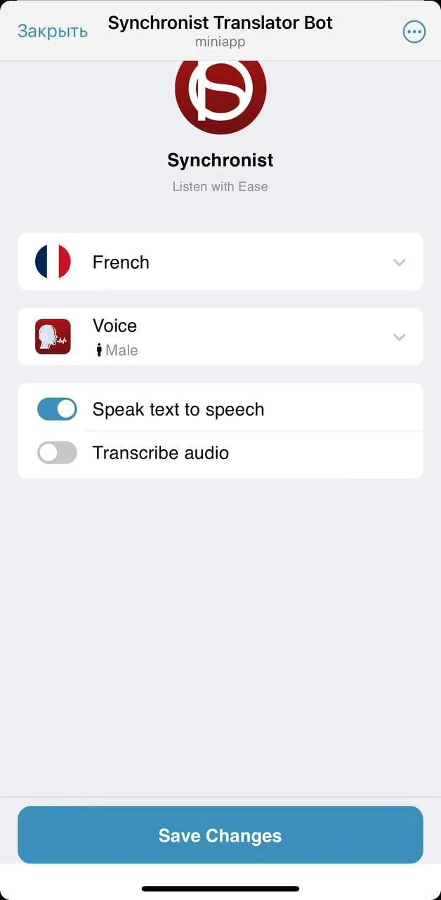 Synchronist Translator Bot — Превью 1