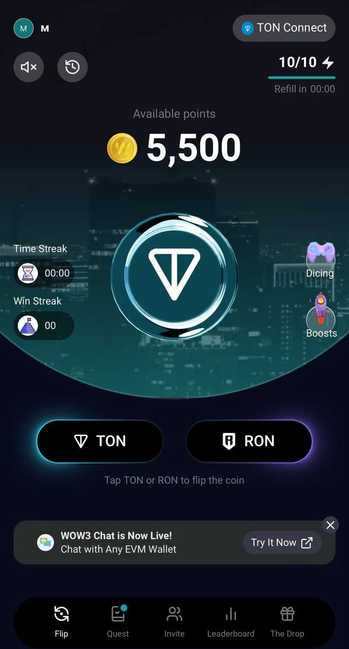 WOW3 Coin Flip — Aperçu 1