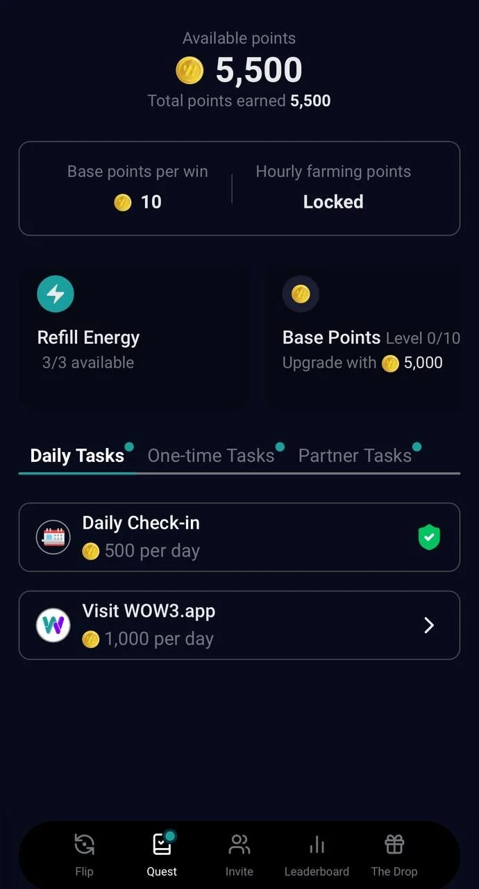 WOW3 Coin Flip — Aperçu 3
