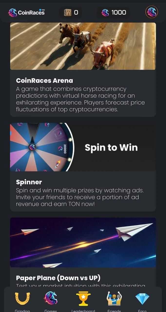 CoinRaces on TON — Pratinjau 2