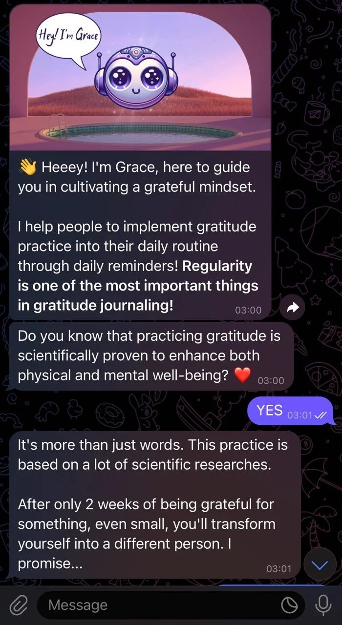 Grace – gratitude practice assistant — Preview 1