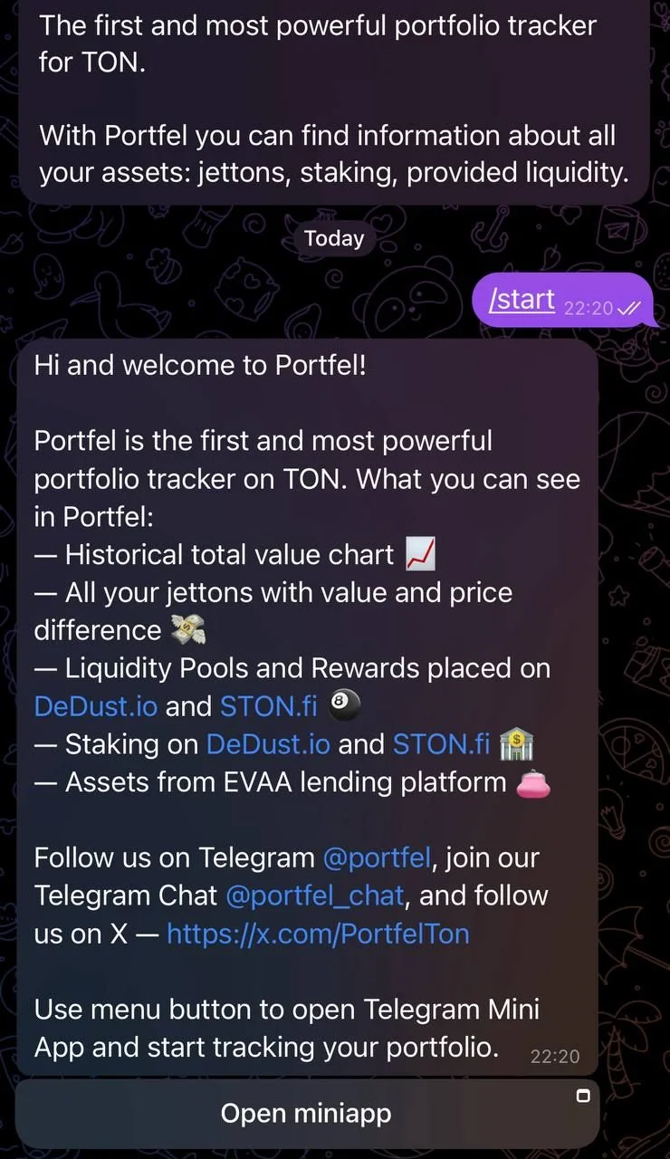 Portfel — TON Portfolio Tracker — Preview 1