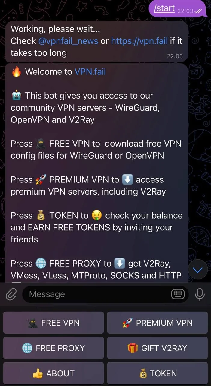 🥷 VPN.fail Bot 🤖 — Preview 1